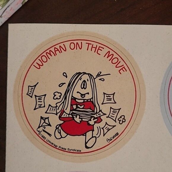 Vtg 80s CAthy Cathy Guisewite stickers on sheet page quantity 6 round Retro Y2k - Picture 12 of 16